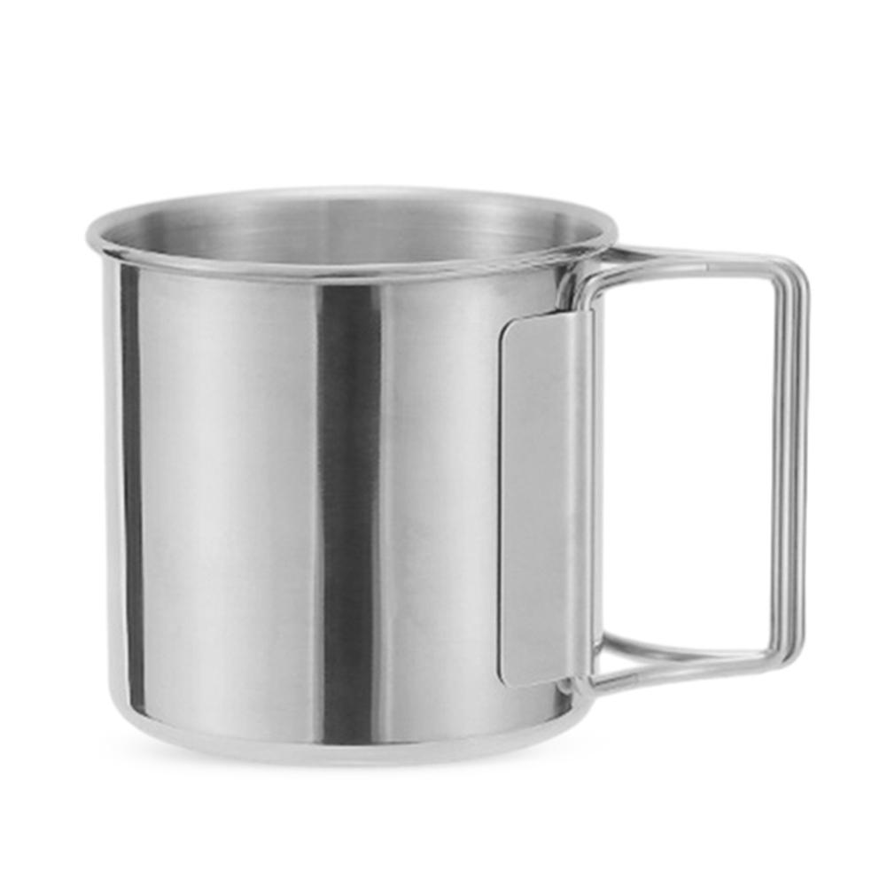 Чашка для воды для кемпинга со складной ручкой, кружка для кемпинга, легкая кружка для чая, пива, кофе из нержавеющей стали для кемпинга, пешего туризма