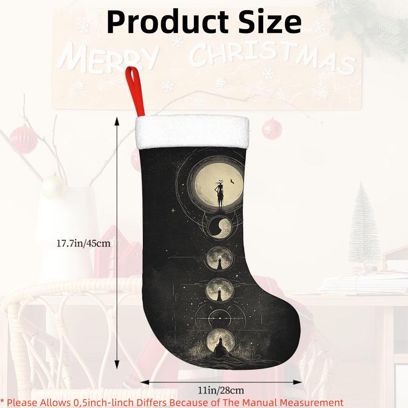 Christmas decoration fireplace hanging stocking 1pc Gothic Black & Golden Christmas Stocking - Elegant Dark Fantasy Hang