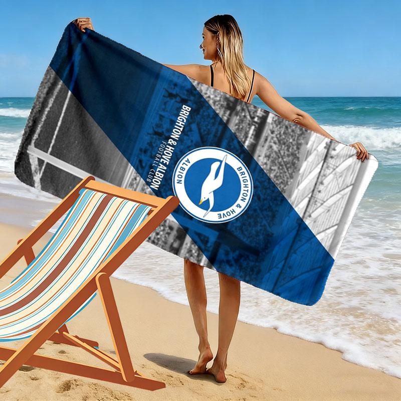 Пляжное полотенце с принтом Brighton & Hove Albion, Большое мягкое быстросохнущее полотенце для пляжа, кемпинга, плавания
