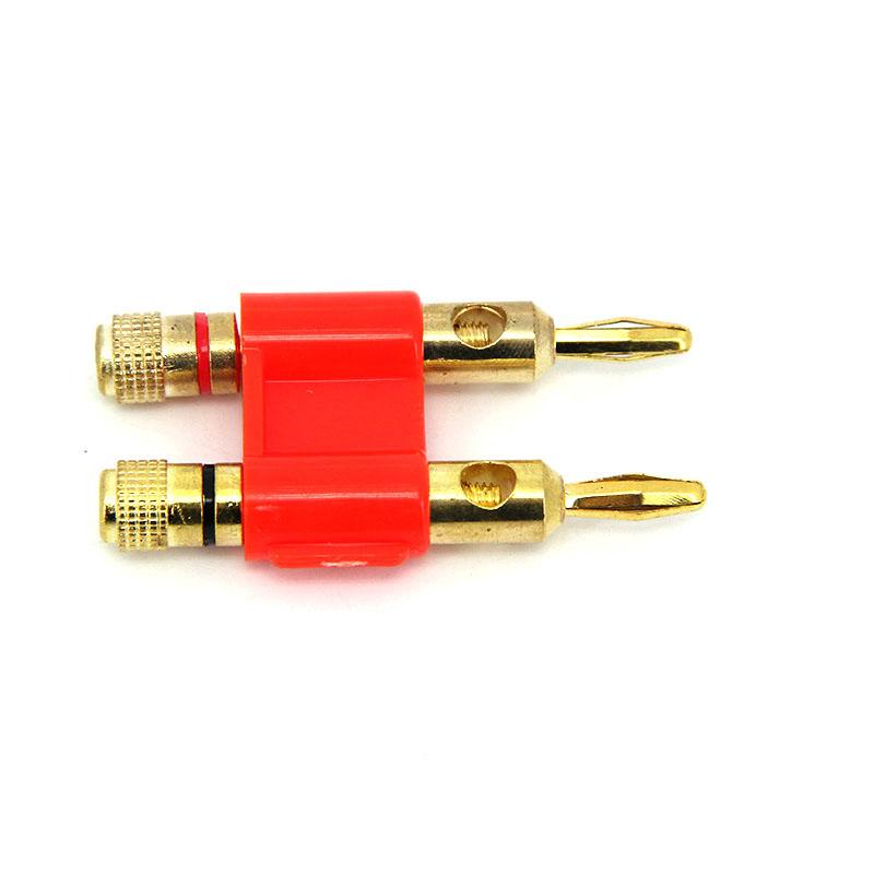 Двухрядный 4-миллиметровый разъем типа «банан», позолоченный адаптер для динамика, двухпозиционный перекрестный разъем для аудиодинамика, красный, черный