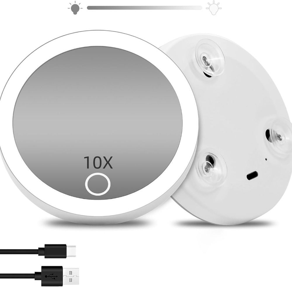 with 3 Suction Cups 10x Magnifying LED Makeup Mirror Rechargeable 4-inch Travel Vanity Mirror Lighted Magnification Mirror
