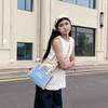 New Lee Fabric+Artificial Leather Tote Shoulder Bag, Crossbody Bag, Handbag Regular Women's Light Denim Blue LE240074M-521