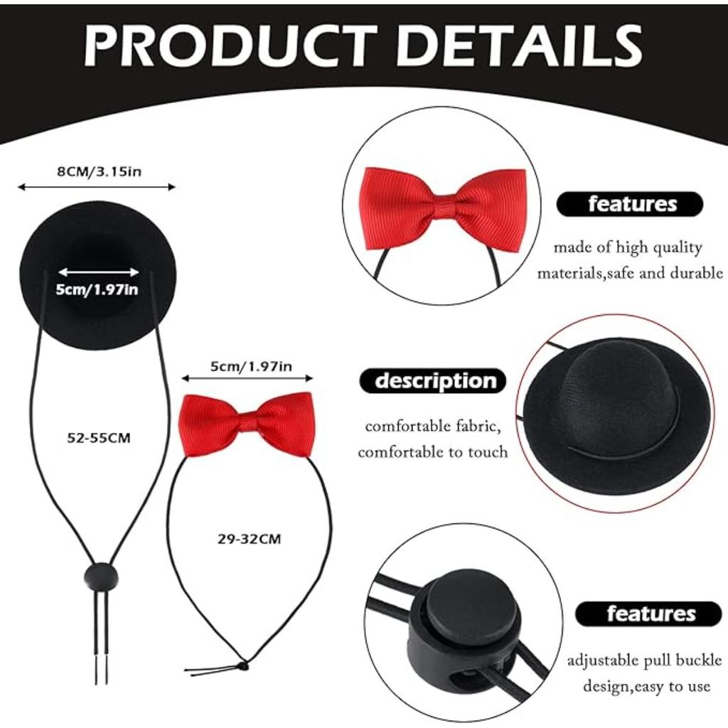 4 комплекта одежды для морских свинок, галстуки-бабочки для маленьких животных, шляпы для домашних животных, костюм для косплея, классная кавайная черная шляпа для хомяка, хорька, кошки, крысы, щенка, котенка