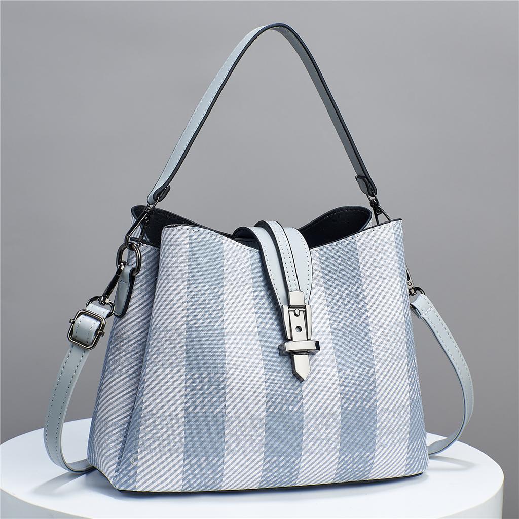 Женская модная клетчатая сумка-ведро на одно плечо, повседневная сумка через плечо