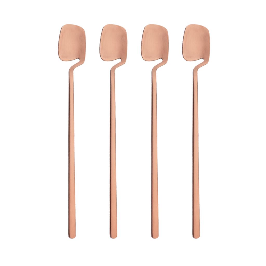 4 шт. Золотая ложка для перемешивания кофе, чая, длинной ручкой, десертная ложка для мороженого, экологически чистая посуда из нержавеющей стали 304, кухонная посуда