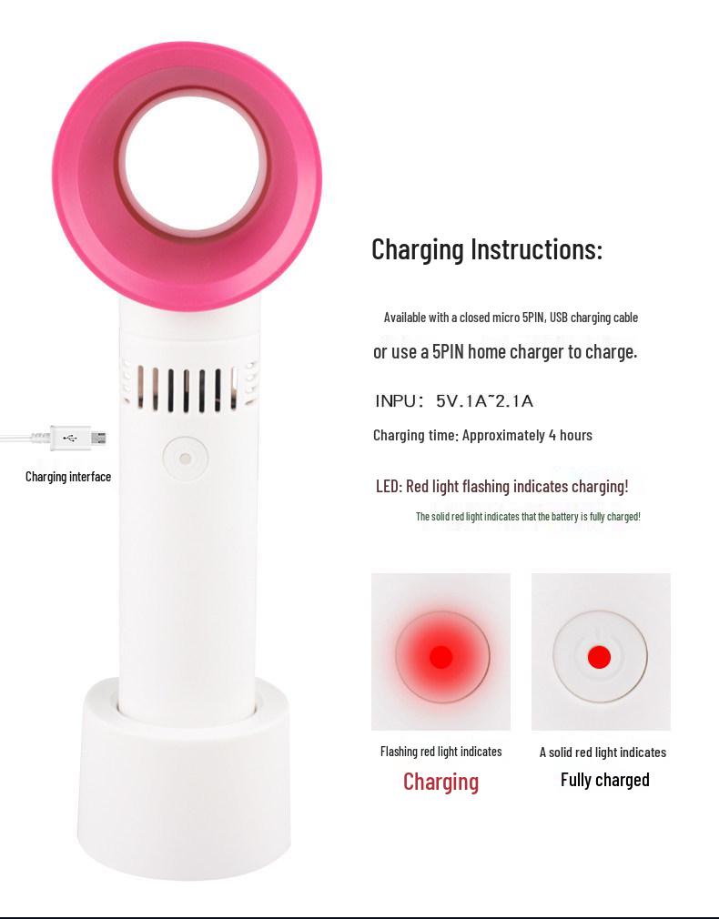 Portable Bladeless Handheld Fan with USB Charging for Eyelash Extensions