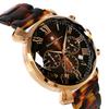 Salvatore Marra Men's Brown Watch, SM19104A-PGBR, Faceted Glass Chronograph with Acetate Strap and Gradient Design