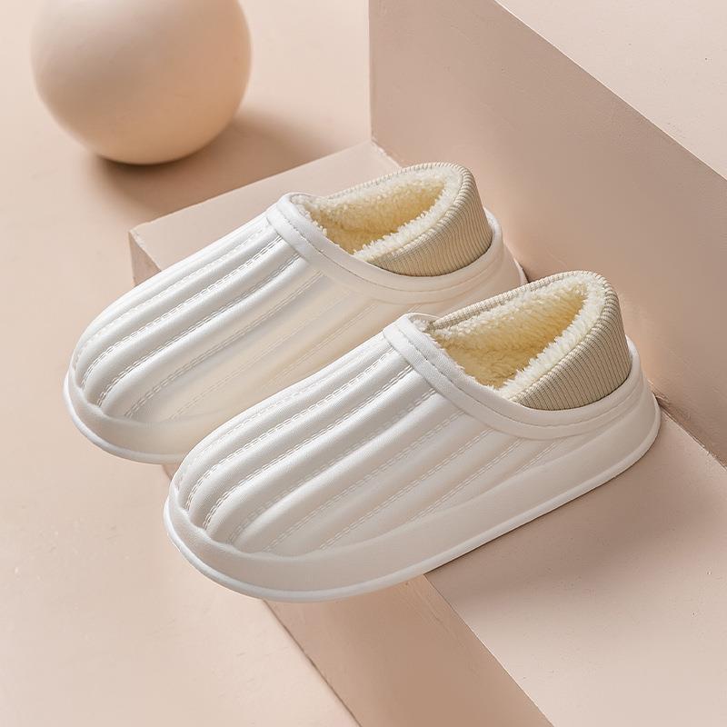Fashion 2024 New Simple Waterproof Cotton Shoes Thickened Warm Anti-Slip Men and Women's Fashion Slippers Home Comfortable Plush Shoes