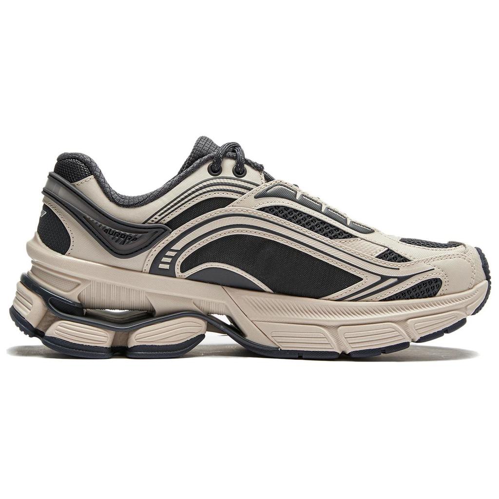 Li-Ning Aurora Renew Синтетическая кожа Удобные дышащие Нескользящие Износостойкие Низкие Повседневные Туфли Женские Кроссовки Бежевый Черный AGCU044-2