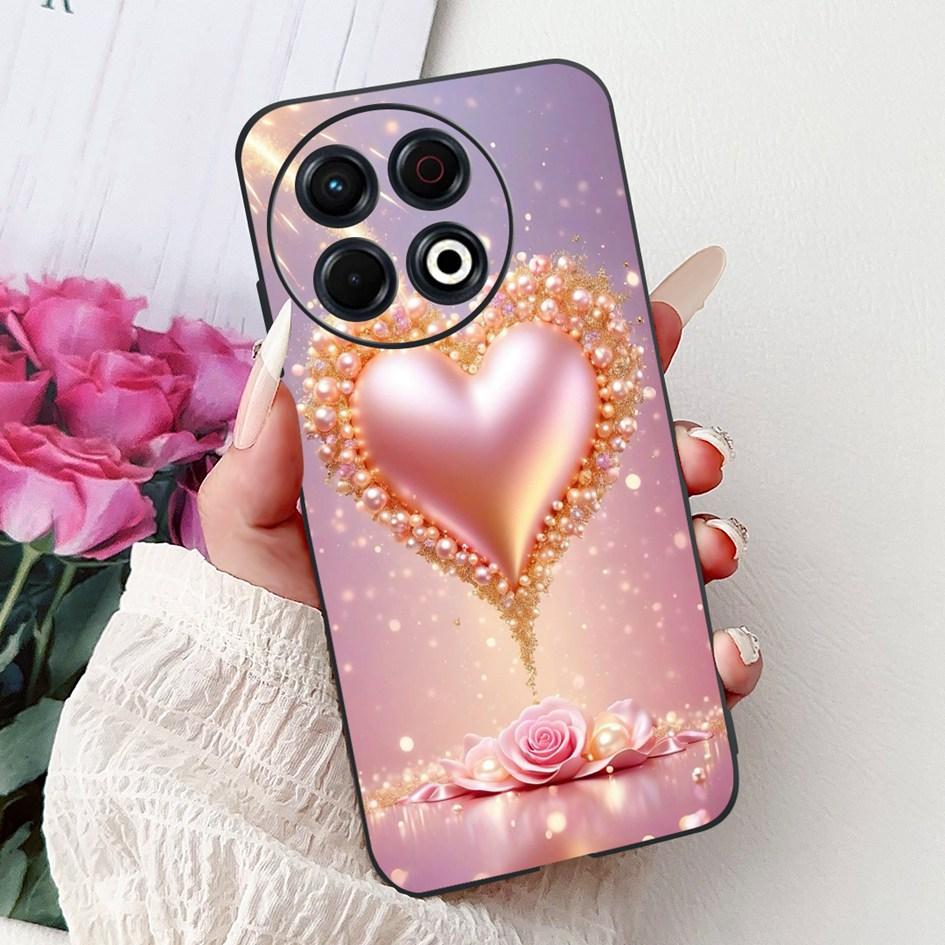 Для Tecno Spark 30 KL6 Чехол Spark 30 Pro KL7 Обложка Модный Цветок Мягкий Черный Силиконовый Чехол для Телефона Для Tecno Spark30 Pro 2024 Чехол