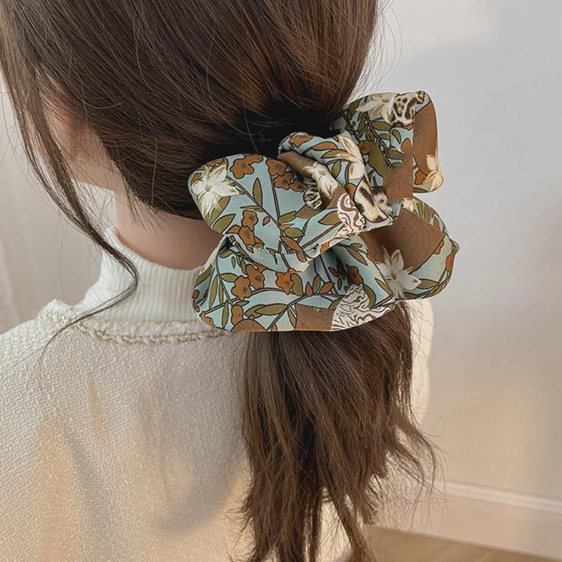 New Summer Floral Wide Hair Scrunchie for Women