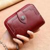 Genuine Leather Women's Short Wallet Two Fold Women's Zipper Vintage Oil Waxed Leather Wallet