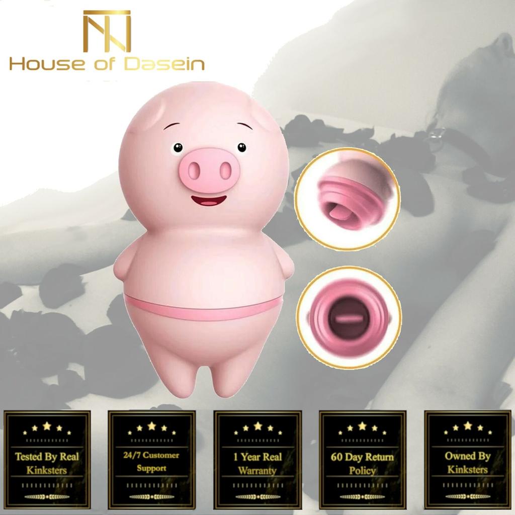 Милый розовый поросенок лижет языком оральный секс клиторальный стимулятор соска массажер клиторальный с