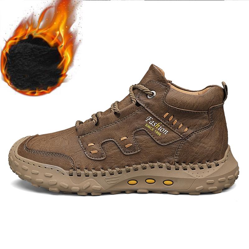 Autumn Winter Plus Velvet Warm Handmade Mens Boots Comfortable Ankle Casual Moccasins Shoes Size 38 48