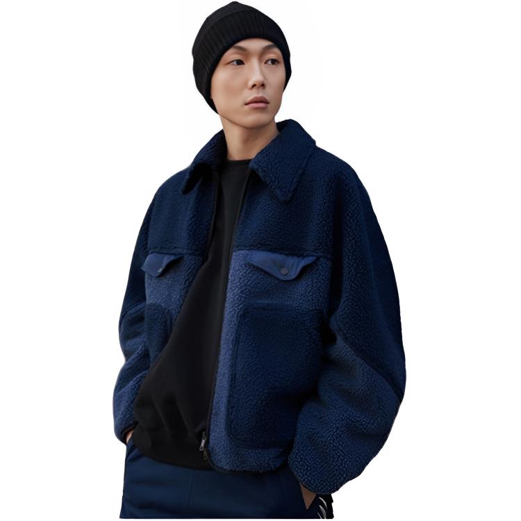 Li Ning 21FW Wu Chuang Wu Yi цветной блок теплая широкая мужская куртка с логотипом темно-синего цвета AJDR429-2