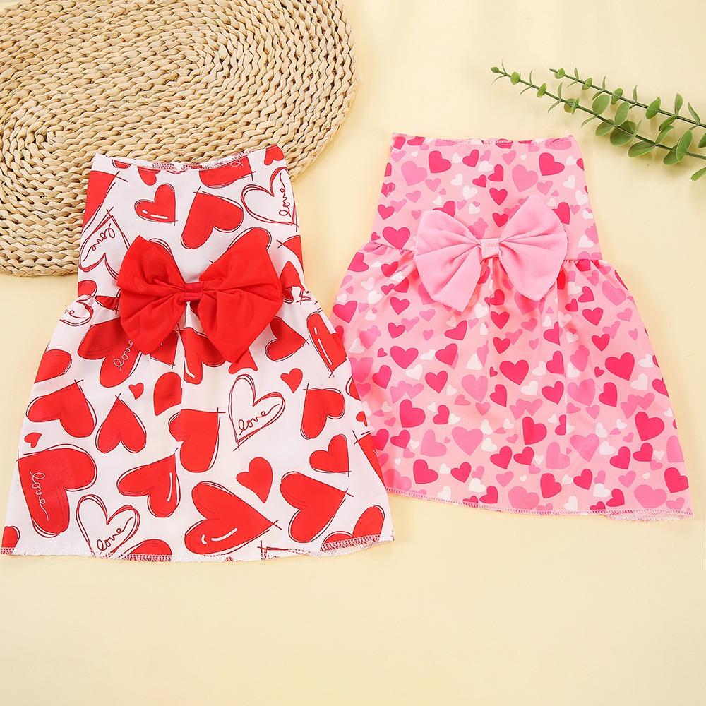 Heart Patten Medium/Small Pet Skirts Breathable Dog‘s Summer Dress For Puppy Poodle Chihuahua Etc