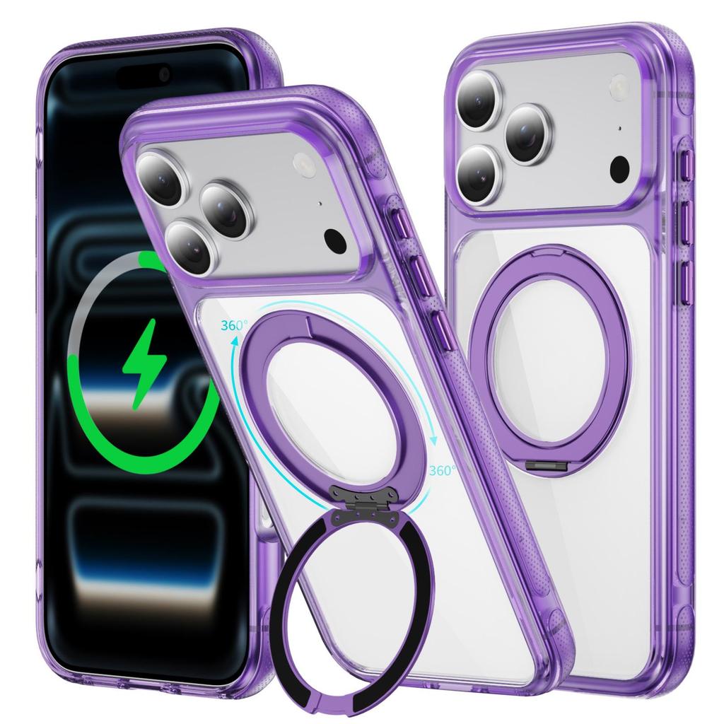 Защитный чехол с магнитной подставкой для iPhone 17 Pro Max - Совместим с Apple 16/15, ударопрочный, 14 прозрачный, 13
