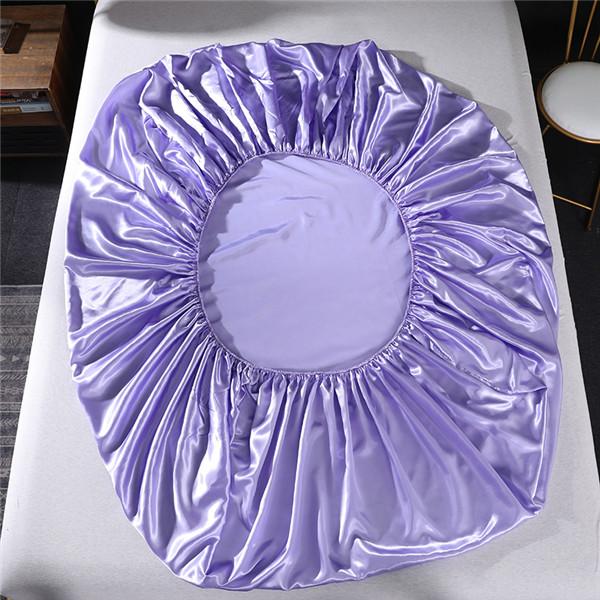 (No Pillowcases )Luxury Emulation Silk Fitted Sheet Bed Mattress Protector Cover Elastic Sheets Bed Mattress Cover Linen