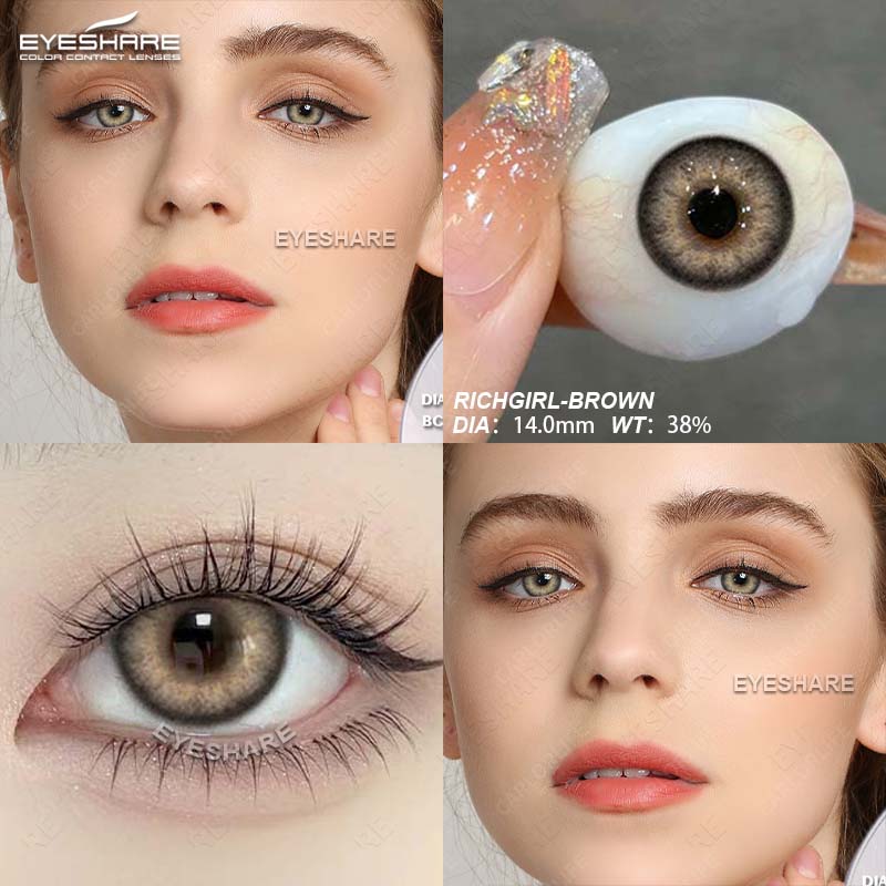 Eyeshare Цветные контактные линзы Темно-синие очковые линзы Коричнево-серые контактные линзы Темно-зеленые линзы Черно-серые линзы 1 пара