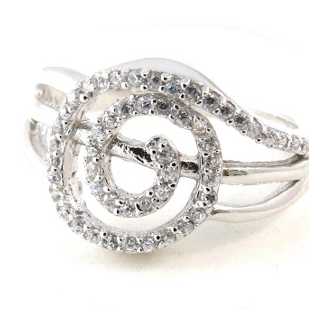 Серебряное кольцо "Богиня" белое золото (родий) - 10 мм