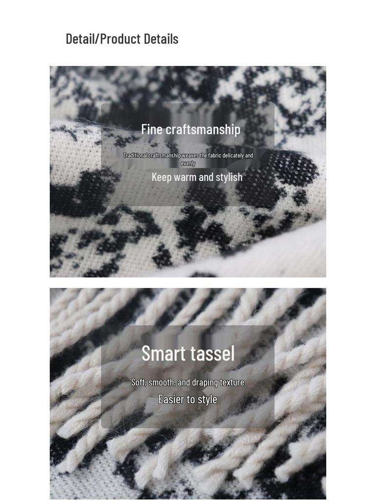 2026 Новый Модный Женский Зимний Шарф: Теплая, Толстая Шаль с Кисточками и Шейный Платок