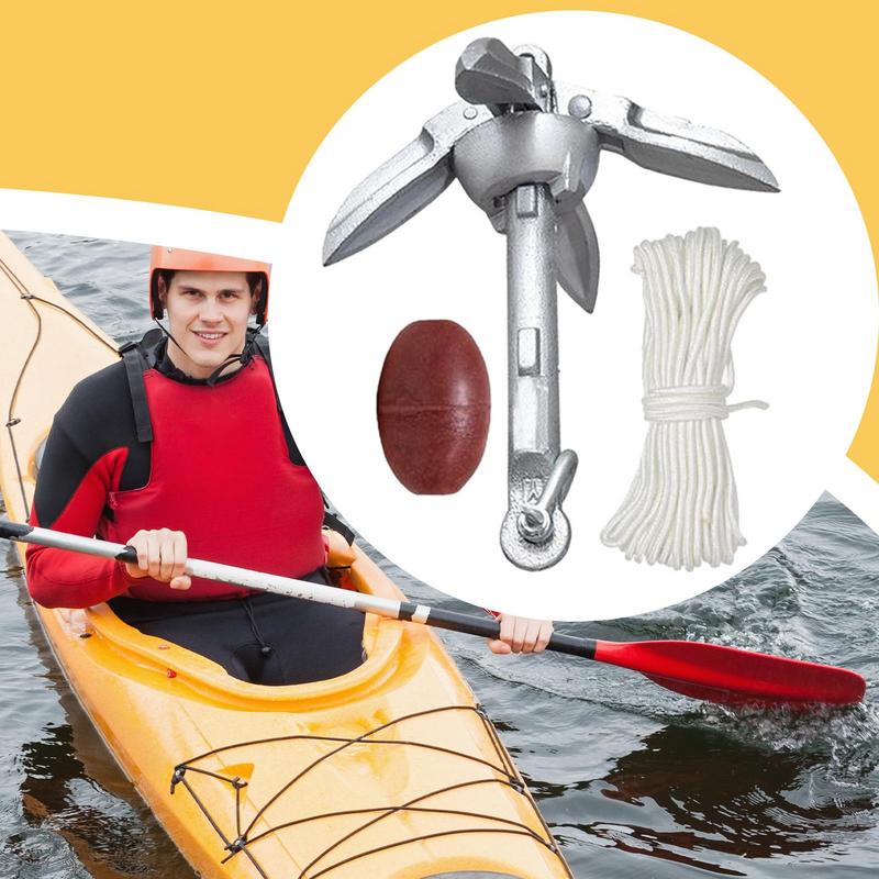 Якорная система для каяка Компактная якорная система для каяка Прочная Вытягиваемая Быстросъемные аксессуары для лодки Для рыбалки и каякинга