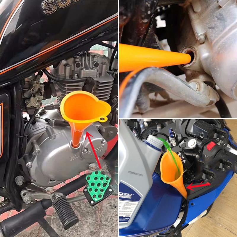 3pcs Motorcycle Long Stem Funnel Gasoline Oil Fuel Filling Tools Anti-splash Plastic Funnel Car Refueling Tools Auto Accessories