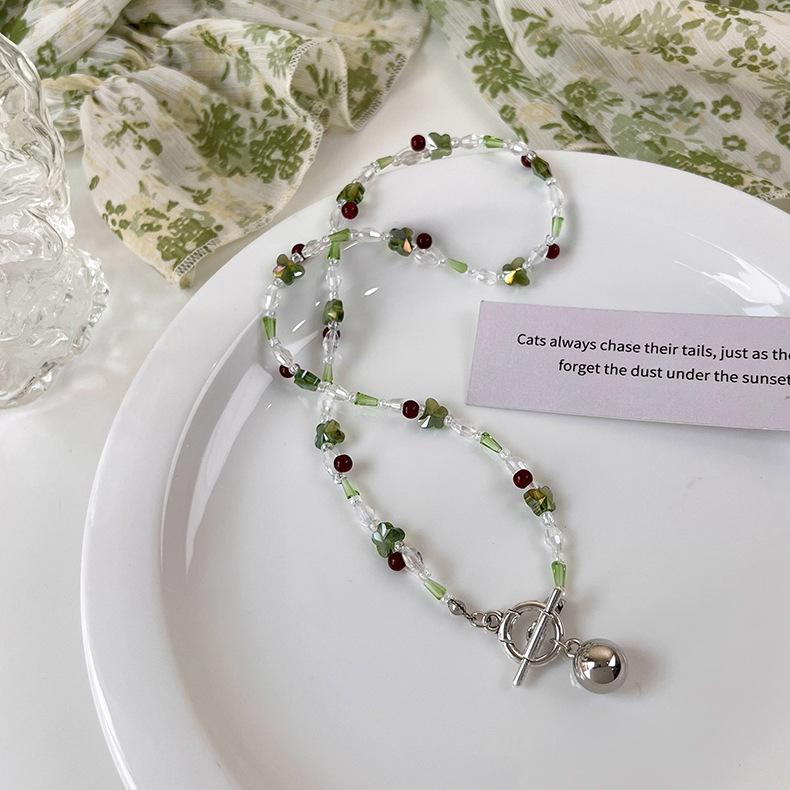 Свежий зеленый галстук, коллекция ожерелья ручной работы из бисера, цепочка на ключицу, дизайн, ниша, колье, ожерелье