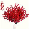 20 Pieces Simulated Berry Branches - Artificial Holly with Red Berries for Christmas Tree Decoration and Wreath Making