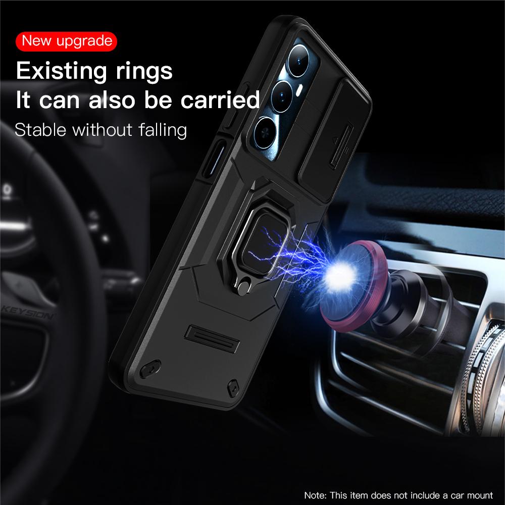 KEYSION Противоударный чехол для Realme C65 4G, слайдер, защитное кольцо для объектива камеры, задняя крышка телефона для OPPO Realme C65