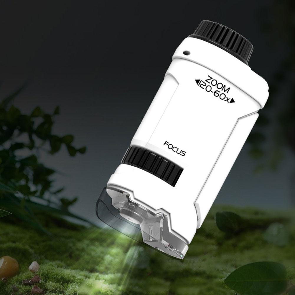 60x-120x Handheld Microscope with LED Light Pocket Microscope Little Scientist Microscope Science for Kids