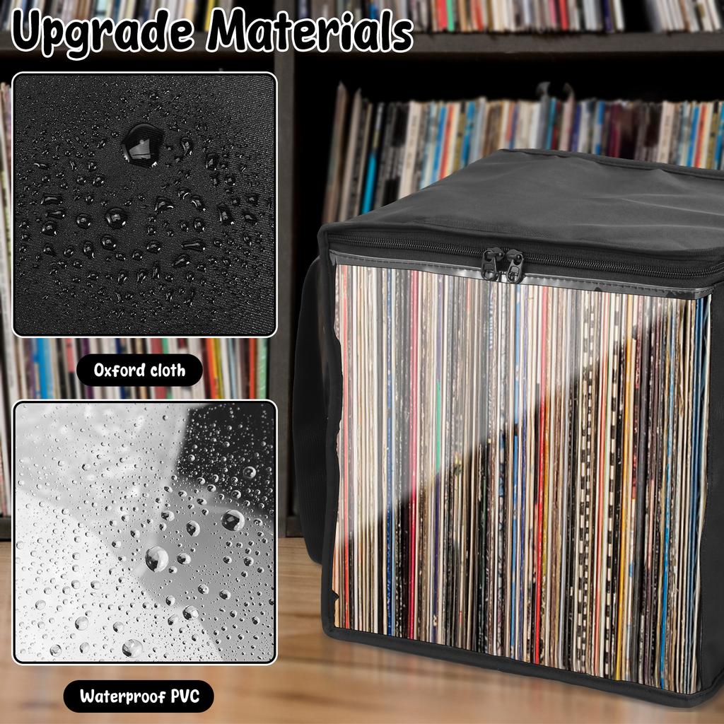Прозрачная сумка для переноски виниловых пластинок с ручкой и крышкой, большой вместимости, держатель для альбомов, вмещает до 50 виниловых альбомов для коллекции