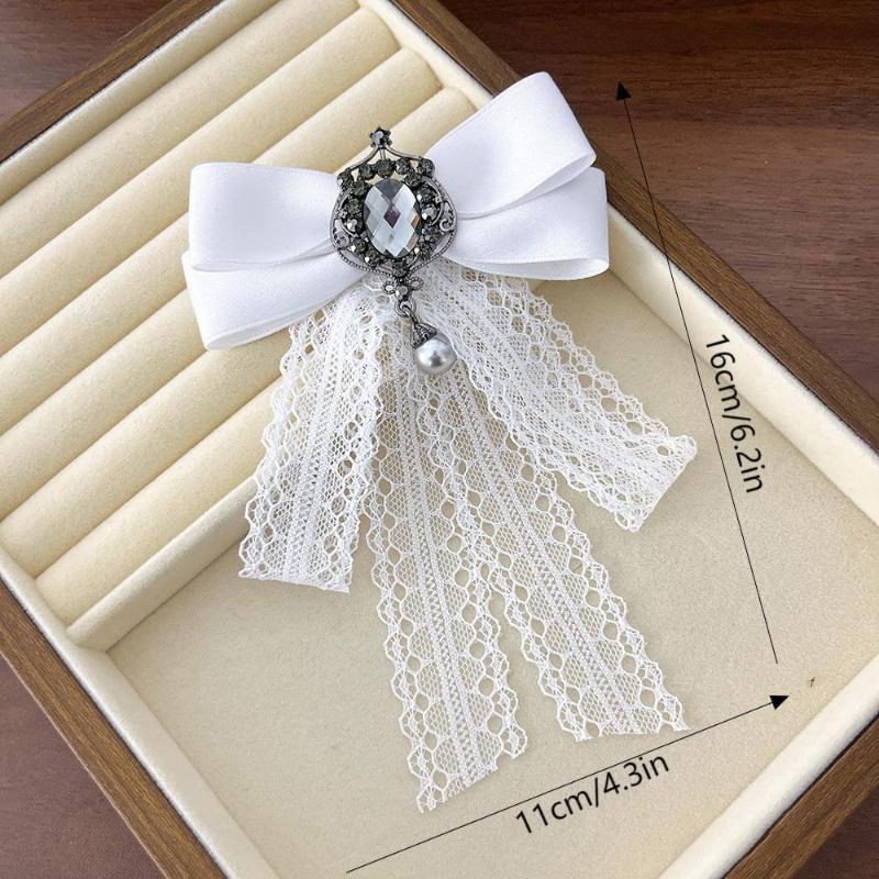 Vintage Lace Bow Tie Brooch Retro Ribbon Bowknot Brooch Mourning Brooch Suit Shirt Corsage Collar Pins Jewelry Accessories