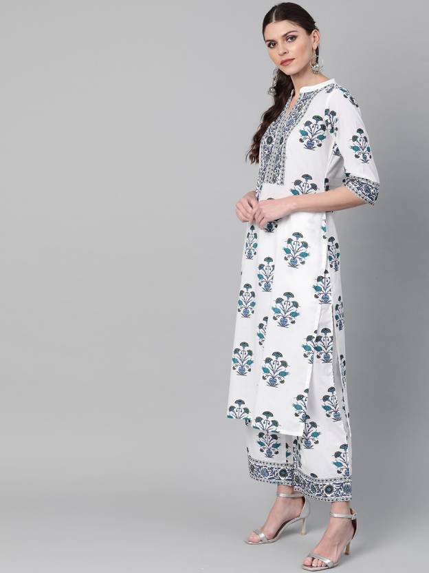 Женский дизайнерский топ-туника из хлопковой смеси Курта Палаццо Комплект индийское Болливудское этническое платье Курти