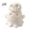 Small Halloween Collectibles 3D Printed Cute Ghost Skull Figurine, Stacked on Plastic Skeleton Decor Statue, Spooky Desktop Ornament, Fun Holiday
