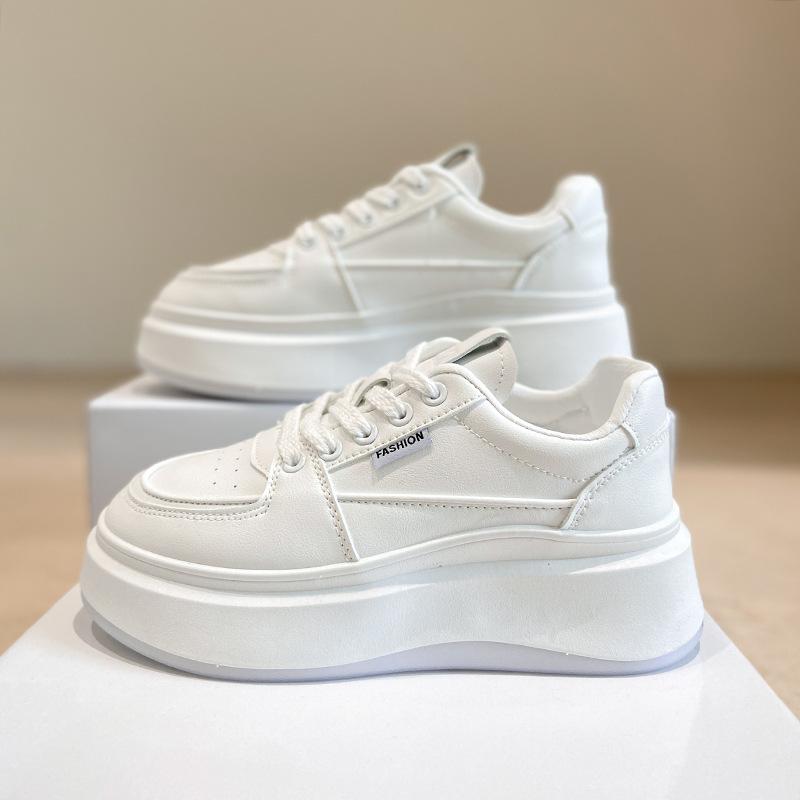 Весенние новые белые туфли на платформе универсальная повседневная обувь для студентов повседневные туфли для увеличения роста женские туфли-маффины