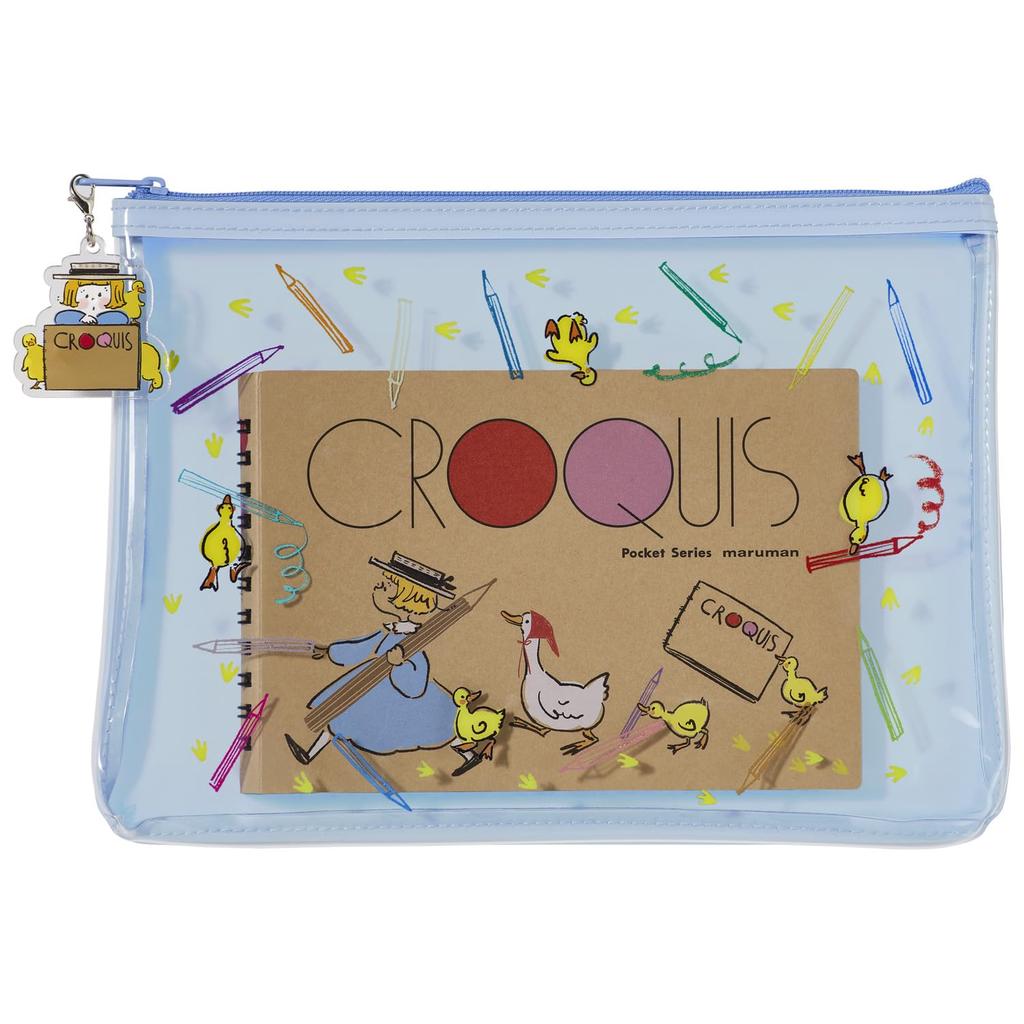 Maruman Croquis Pattern Nori Corin Мини-кошелек Блокнот для эскизов 2026 Ограниченная серия POSB2 с акриловым брелоком Застежка-карабин ПВХ обложка 245x175 мм