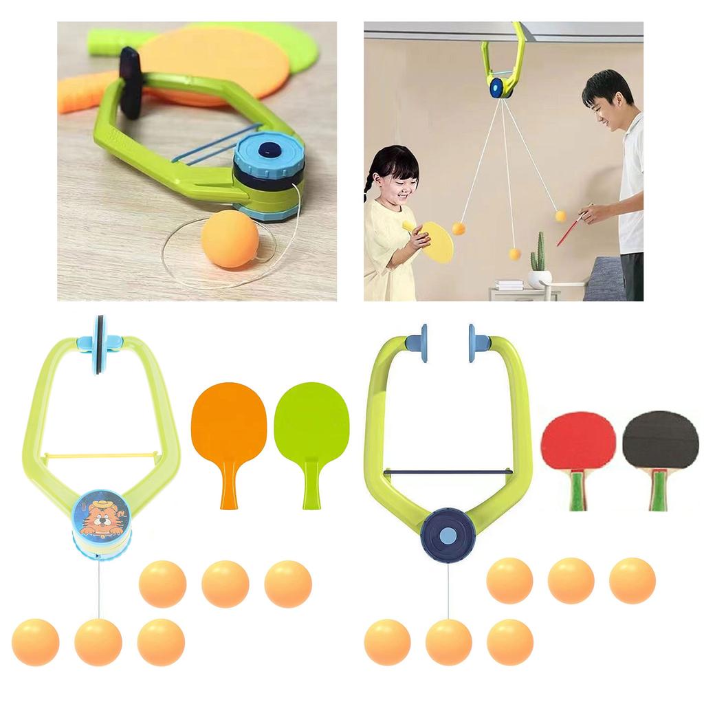 Hanging Table Tennis Trainer Set Door Pingpong Game for Kids with Racket & Balls Adjustable Hanging Table Tennis Trainer