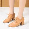 Fashion 2024 Spring Summer Woman Fashion Pointed Toe Small Leather Pumps Ladies British Style High Heel Lace Up Plus Size Women Shoes 44