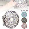 Wooden 8 Inch Single Row Jingles Flowers Pattern Tambourine Party KTV Church Music Show Handbell Hand Drum