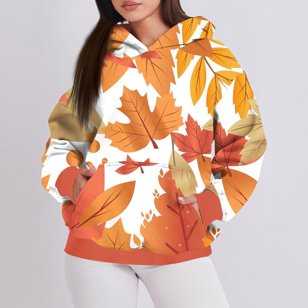 Женская мода повседневный пуловер с капюшоном толстовка с принтом длинный рукав толстовка