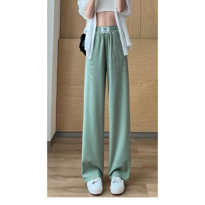 Women's Spring and Autumn New High Waist Dropping Ice Silk Pants Loose Straight Casual Pants for Women In Summer