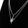 Couple Necklace Cubic Zirconia Heart Matching Necklace Romantic Through The Heart Couple