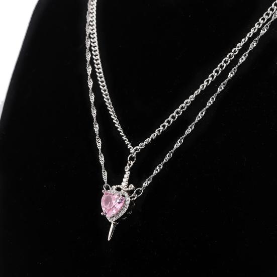 Couple Necklace Cubic Zirconia Heart Matching Necklace Romantic Through The Heart Couple