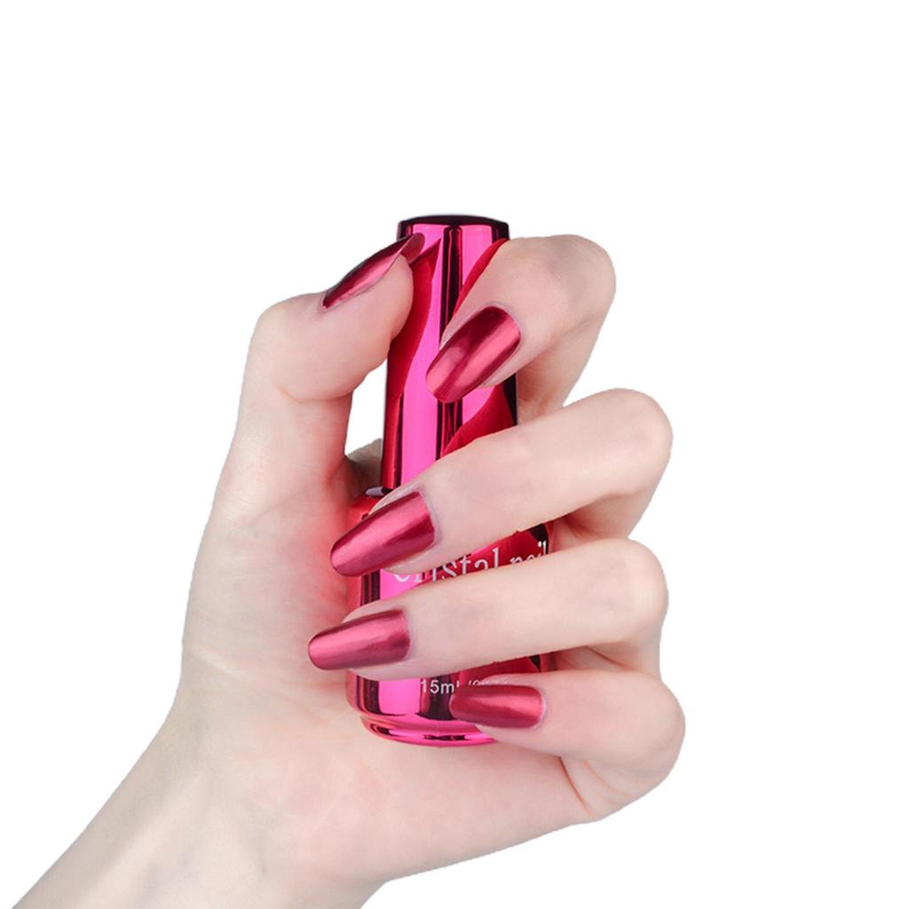 Women 20ml Quick Drying Lasting Metallic Mirror Effect Nail Art Polish Varnish Tool Manicure Gift