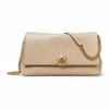 TORY BURCH CHARLIE Brand Logo Magnetic Closure Pebbled Leather Crossbody Bag Mini Women's Cement Color 186041-020