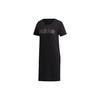 Logo Comfortable Loose Round Neck Short Sleeve Dress Women Dresses Black FL0141
