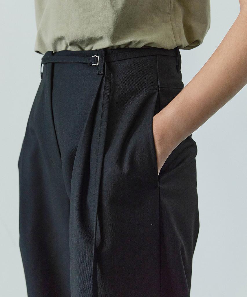 IHR Wide Tuck Belted Pants / Black