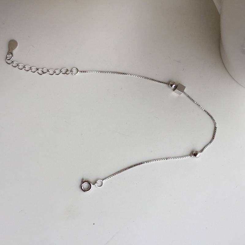 Новый серебряный браслет S925, простой матовый квадратный браслет, универсальное и милое украшение для женщин