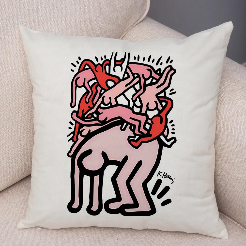 Nordic Style Plush Throw Pillow Case Abstract Keith Artwork Cushion Cover for Sofa Home Car Decor Geometric Art Print Pillowcase